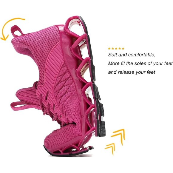 Women Bright Purple Slip-On Walking Running Shoes Blade Sneaker Non-Slip Comfort - Picture 5 of 8